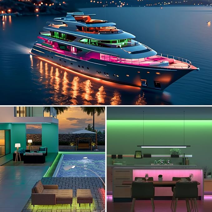 BTF-LIGHTING IP68 Waterproof Outdoor WS2814 RGBW IC LED Strip RGB+Warm White(3000K) Addressable Dream Color 5050SMD Light DC24V 16.4ft 60LEDs/m 10Pixels/m Can Work Outdoor(No Adapter or Controller)