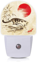 Japanese Funny Cat Night Lights Plug into Wall for Girls Boys Room,Night Light LED Lamp Dusk to Dawn Sensor Round Lamp for Bedroom Bathroom Hallway Home Wall Decor
