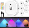 Under Cabinet Lighting, 1500mAh Rechargeable Puck Lights with Remote,13 RGB Colors, Magnetic Stick on Light, Dimmable Wireless Tap Light for Kitchen, Shelf, Pantry(White 6 Pack)