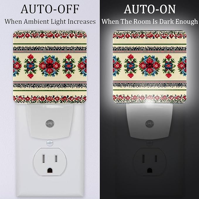 2 pcs Traditional LED Night Lights Plug Into Wall - Super Smart Dusk to Dawn Sensor Activated, Automated On & Off, Used for Kitchen, Bathroom, Home Improvement, Bedroom