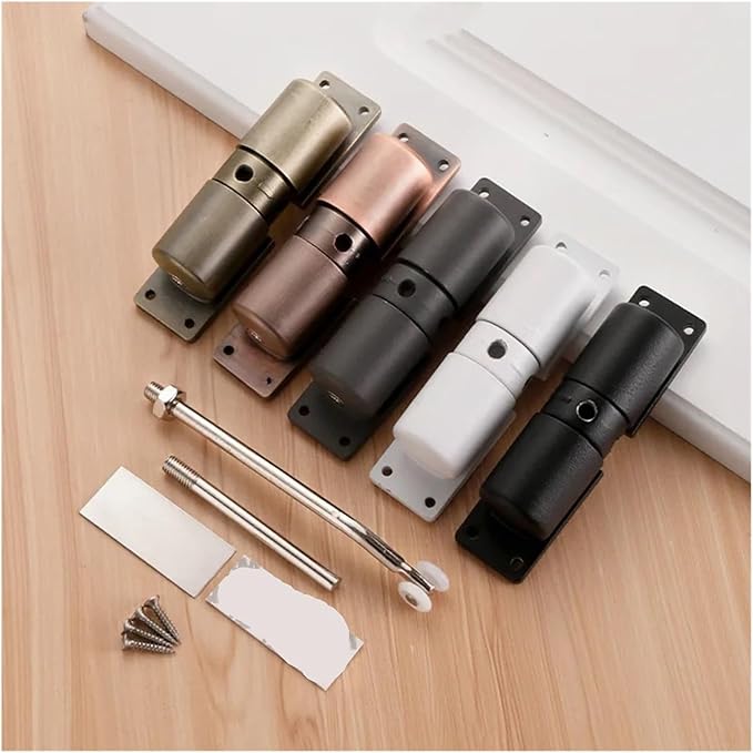 Automatic Adjustable Closer Surface Mounted Heavy Duty Safety Spring，Compatible for Interior Exterior Black Door(White B)