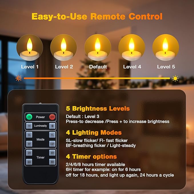 Yme Rechargeable Flameless Tea Lights Candles with Remote & Magnetic Charging Base, 6pcs Waterproof Battery Operated LED Flickering Votive Candles with Timer for Home Lantern Pool Wedding Party Decor