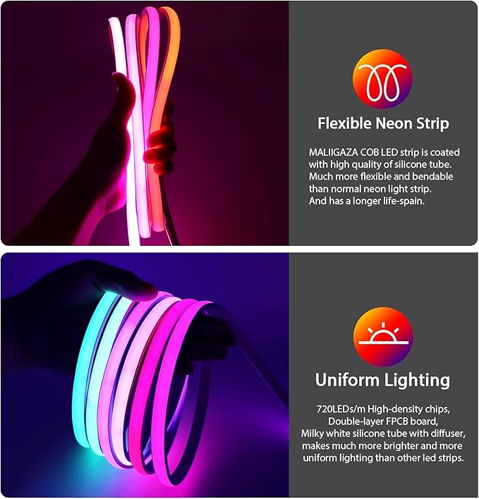 Addressable COB LED Strip, IP68 Waterproof 24V 9.84ft WS2811 RGB-IC Dream Rainbow Color Black PCB LED Tape 720LEDs/m with Silicone Tube for Outdoor Decor Lighting (Without Controller and Power Supply)