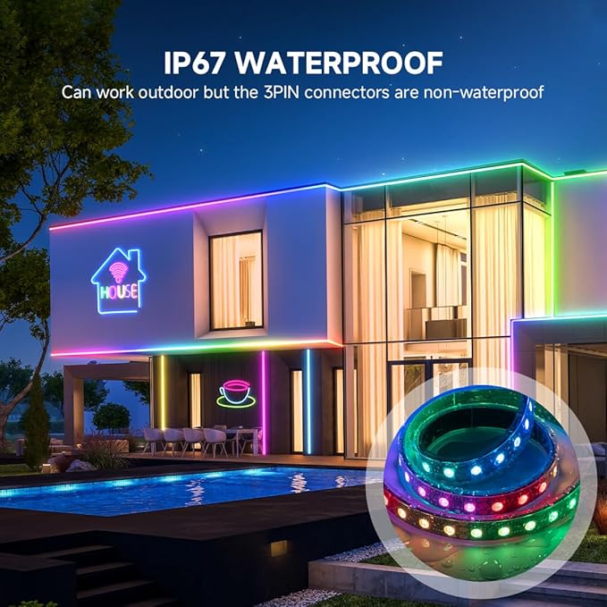 BTF-LIGHTING WS2814 IC RGBW RGB+Warm White(Similar WS2812B) DC12V 16.4FT 84LED/m 28pixel/m 4 Colors in 1 Dream Color Addressable LED Strip 14mm Width PCB IP67(No Adapter or Controller)