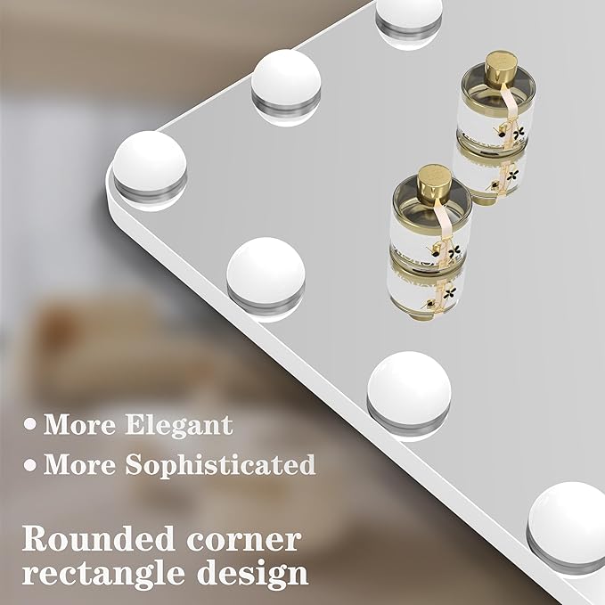 BEAUTME Large Vanity Mirror with Lights, 36''×24'' Makeup Mirror, Light up Mirror with 16 Dimmable LED Lights and 10X Magnification, 3 Lighting Modes, Touch Control