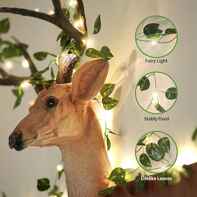 Fake Plants Vines,33ft 100 LED Artificial Ivy Garland with Fairy Lights,for Home Living Room Bedroom Wall Art Aesthetic Office Coffee Wedding Party Farmhouse Dorm Outdoor Garden Decor