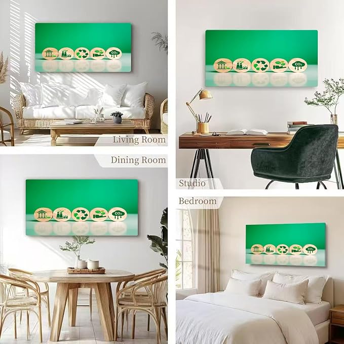 Wibinuki Wall Art Wall Decor Wall Paintings Green Energy on a wooden block Energy saving and sustainable for Living Room Bedroom Bathroom Home Decor Can Be Hung Directly 20"x 40"