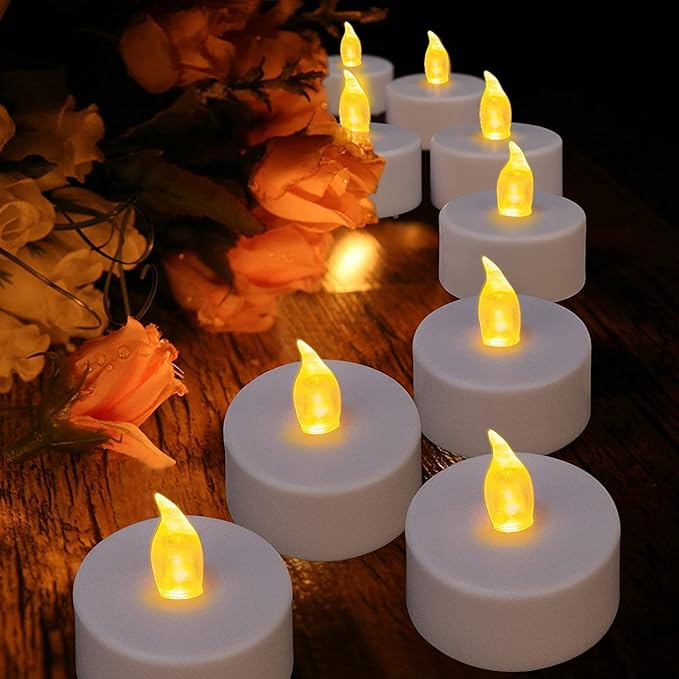 Hanzim LED Tea Lights Candles- 100PACK Warm Yellow Flameless Candles Realistic and Bright Flickering Long Lasting 200Hours for Holiday Celebration,Party,Home Decoration,Battery Operated