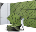 12 Pack 12" X 12" X 0.47" Acoustic Panels for Wall Sound Absorbing, Dual-Color P-Stripes Square Self-Adhesive Sound Panels, High Density Suitable for Multiple Scenarios(Black+DarkGreen)