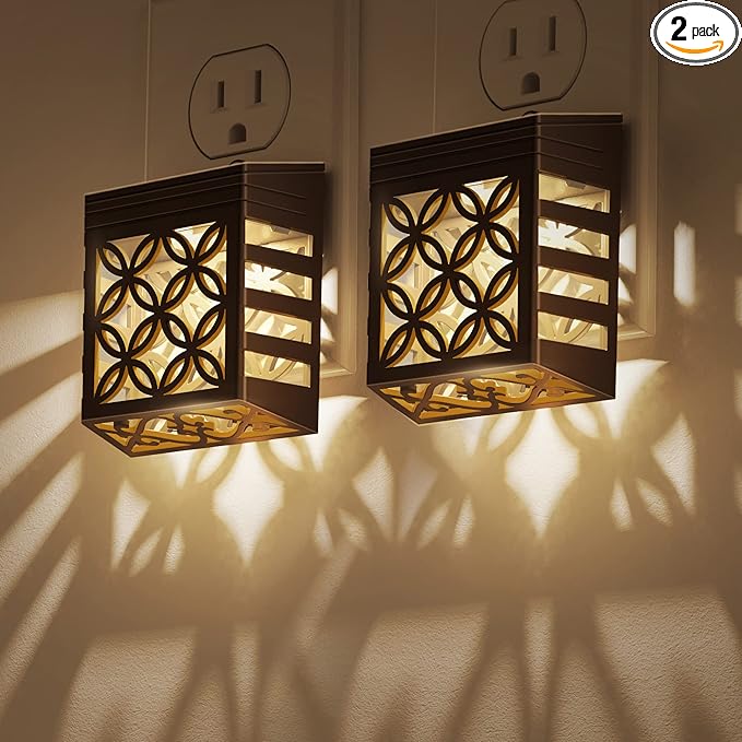 DORESshop Plug in Night Light [2 Pack], Night Lights Plug Into Wall, Dusk to Dawn Sensor Night Lights, Adjustable Brightness, Decorative Nightlight for Bathroom, Hallway, Stairway, Soft White