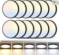 zemty 12Pack LED Flush Mount Ceiling Light, 7Inch 15W Dimmable Ceiling Lights Fixture, 5 Color Temperatures (3000K-6500K) Black Round Ceiling Lamp for Bedroom, Kitchen, Hallway,Bathroom