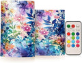 Watercolour Blue and Pink Flowers Flameless Candles Color Changing LED Candles with Remote Control Battery Candles for Outdoor and Indoor Home and Room Decoration, 3'' x 4''/5'' Set of 2 Pieces