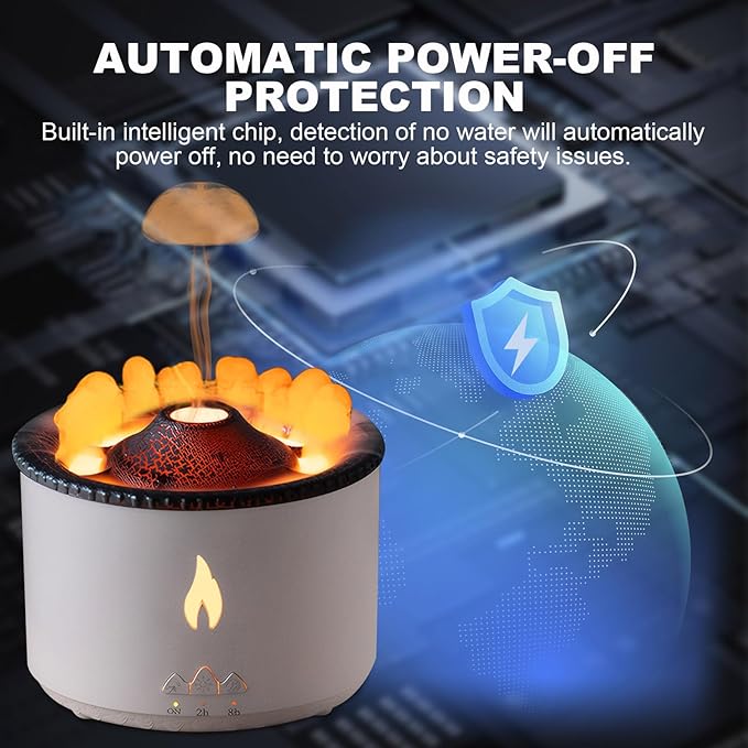 MINGPINHUIUS Volcano Humidifier Aromatherapy Essential Oil Diffuser, 2 Mist Modes: Flame and Volcano, Large Capacity with Timer Waterless Auto-Off for Home, Office, Yoga, or Gym (Red & Blue)