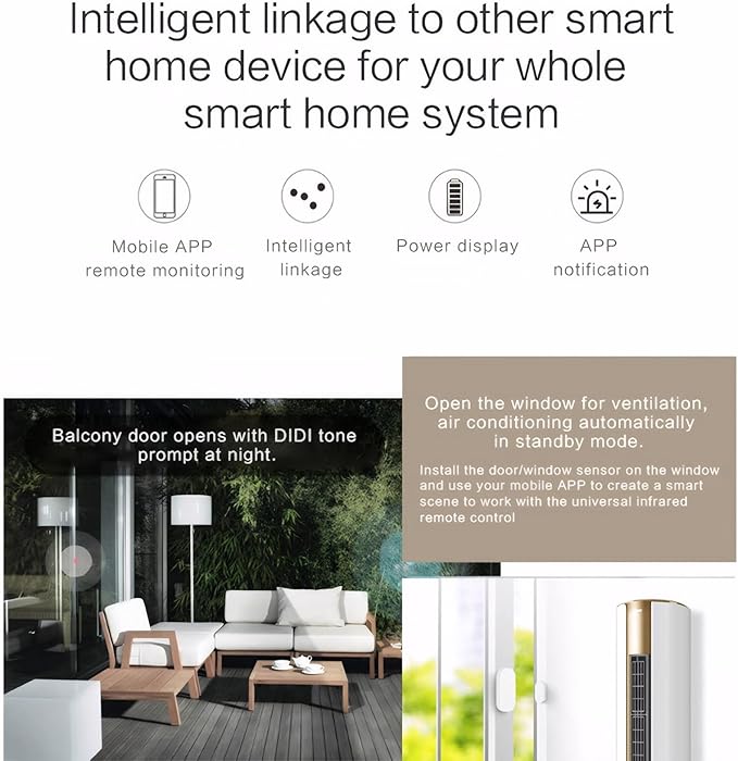 Smart WiFi Door/Window Sensor | Tuya Smart Alarm, Wireless Entry Detector with Real-Time Alerts, Compatible with Alexa/Google Home, No Hub Required (1Pack)