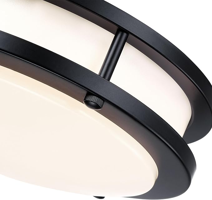 2 Pack 7.5 Inch Round Black Ceiling Light Fixture for Hallway Bedroom - 7.5” Black LED Flush Mount Ceiling Lamp Set of Two 2700K/3000K/3500K/4000K/5000K LED Kitchen Bathroom Light 12W