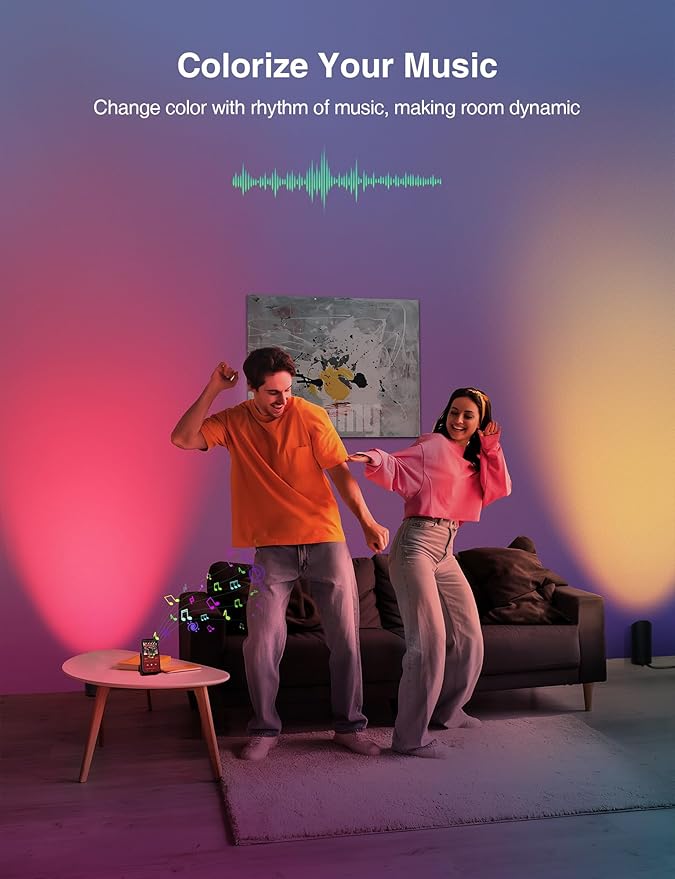 SUNVIE 2 Pack Smart Floor Can Light 5W RGBW Color Changing Uplighting Indoor Uplights 2700K-6500K Up Lights Indoor Floor Spotlight for Plant Corner Wall Artwork, APP Control Alexa & Google Home, Black