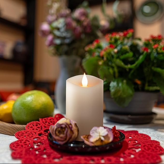 3" x 5" Flameless Candles Set of 1, 2AA Battery Life 600 Hours Battery Candles Flickering with Timer, 5 inch Flameless Candles with Remote for Indoor/Outdoor, White