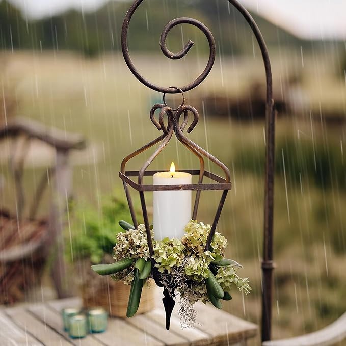 Outdoor 6pcs Flameless Waterproof Candles with Handy Remote Control, Cycle Timer Battery Operated Candle Grease Effect LED Flickering Pillar Plastic Long Lasting (White, 3" x4" 5" 5" 6" 6" 7")