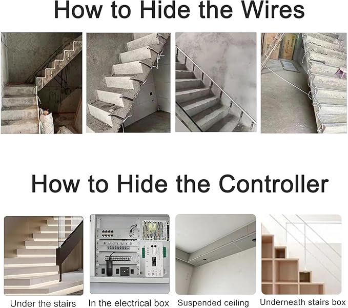 Indoor Stair Light Motion Sensor Wired Stairway Lighting with COB LED Stair Strip Lighting for Each Step Light up One at a time Under Step Cascading Staircase Running Light for New Construction