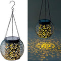Solar Lanterns Outdoor Waterproof, Hanging Solar Lights Outside Garden Decor, Metal Solar Garden Lights Patio Decor for Yard, Solar Powered Lanterns Decorative for Porch Balcony Backyard Fence