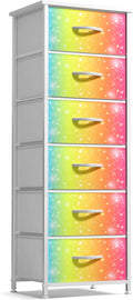 Sorbus Kids Dresser with 6 Drawers - Storage Chest Organizer Nightstand - Steel Frame, Wood Top, Tie-Dye Fabric Bins for Clothes - Wide Furniture for Bedroom, Hallway, Nursery, Closet, & Apartment