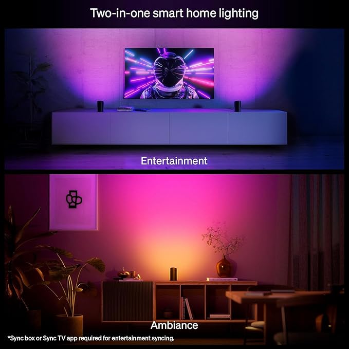 Philips Hue Play Smart Wall Washer (White), White & Color Light with ColorCast Technology, Bluetooth Compatible, Voice Control with Alexa, Apple Home & Google Assistant