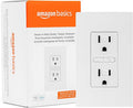 Amazon Basics Smart In-Wall Outlet, Works with Alexa Only, Individually Controlled Outlets, Voice Control, WiFi, 15 Amps, 2.4 GHz, No Hub Required, White