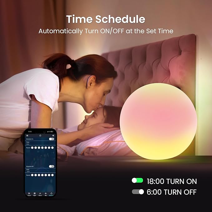 LOFTEK LED Dimmable Light Ball, Nursery Night Light with Remote, IP65 Waterproof Floating Pool Lights, 16 RGB Colors & 4 Modes, Portable & USB Charging,12-inch Corded Electric