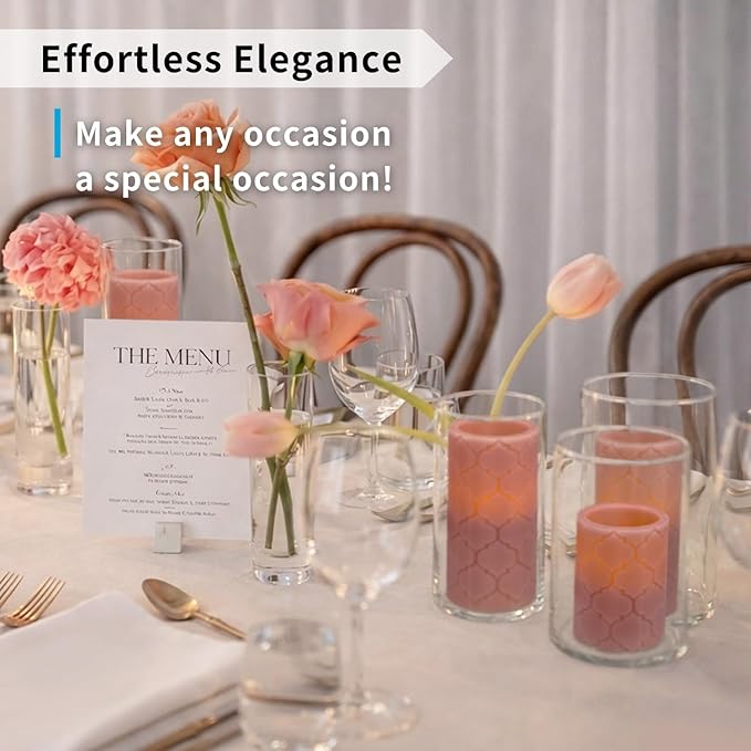 FURORA LIGHTING Dusty Rose Nordic Real Wax Flameless LED Candles with Remote & Timer (2/4/6/8H), Elegant and Romantic Glow, Pack of 8, Batteries Included
