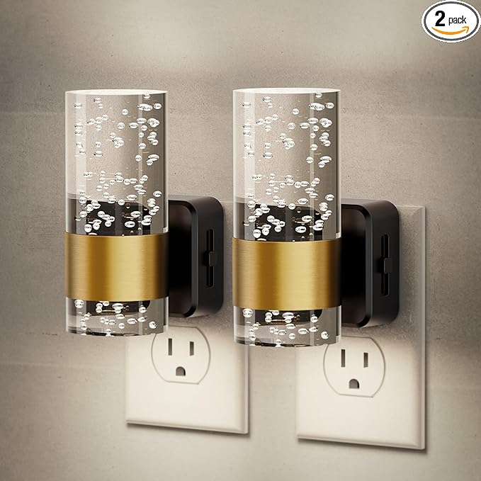 JandCase Night Light, Night Lights Plug into Wall, 2 Pack Dimmable LED Night Light with Adjustable Brightness, Automatic Night Lights Plug in with Auto Light Sensor, 5000K for Bathroom Hallway Decor