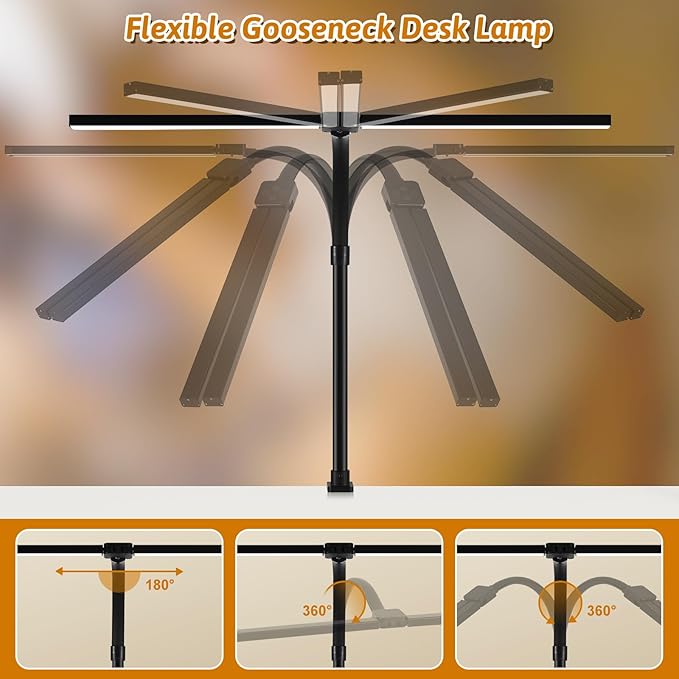 Small Desk Lamp for Office Dorm Home - Eye Caring Desk Light 18W Brightest Gooseneck Dimmable Table lamp with Anti-Glare Cover Base(No Remote)