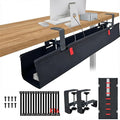 [Upgraded] Under Desk Cable Management, 28" Cord Organizer,with Silicone Pads (No Scratch!),16 Cable Ties, Washable PE Honeycomb Base,Fits Any Desk 0-2.1",No Stinky Cardboard! Black 28"L x 6.0"W