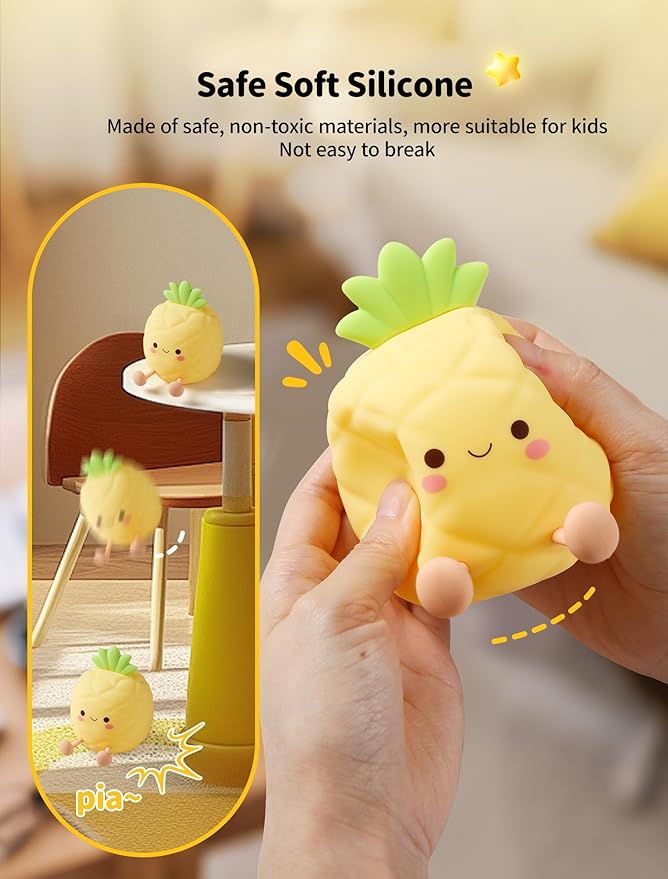 Pineapple Night Light for Kids, Nursery Night Light, Bedside Touch Lamp, Cute Silicone Nightlight for Baby Toddler, 3 Level Dimmable,Christmas Gifts for Baby,Adults,Toddler Girl Room Decor