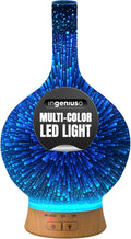 Aromatherapy Essential Oil Diffuser for Therapeutic Oils | 3D Glass Vase Cover with Colorful LED Light Display | Cool Mist Aroma Therapy Diffusers | Versatile Nightlight, Humidifier with Auto Shut-off