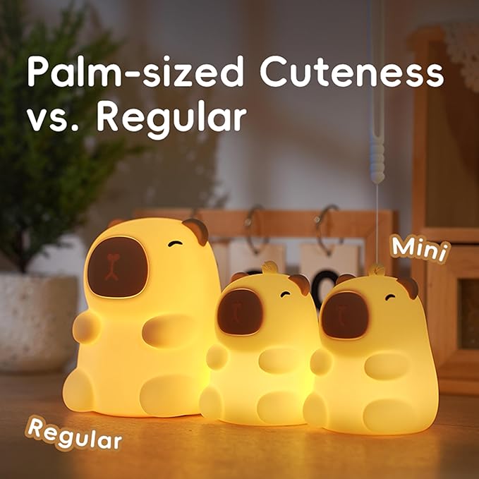 Mini Capybara Night Light, 7 Colors Dimmable Bedside Lamp, Touch Control Night Lamp, Used for Camping Party Room Decor (Mini Capybara)