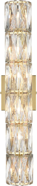 SAMTEEN 24-Inch Crystal Wall Sconce Gold Sconces Wall Lighting Mid-Century Modern 6-Light Luxury Brass Glass Wall Light Fixture for Bedroom Hallway Bathroom Vanity Light Fixtures