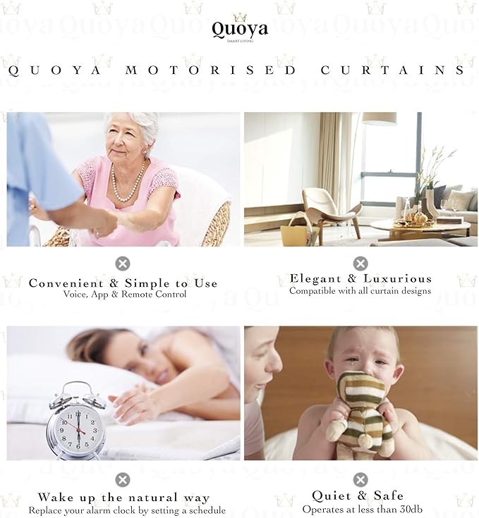 Quoya QL500 Smart Curtains System, Electric Curtain Track with Automated Rail【Motorized and Adjustable Tracks/Rod/Pole (up to 3.2 metres / 125 inches)】【Motor compatible with Alexa】