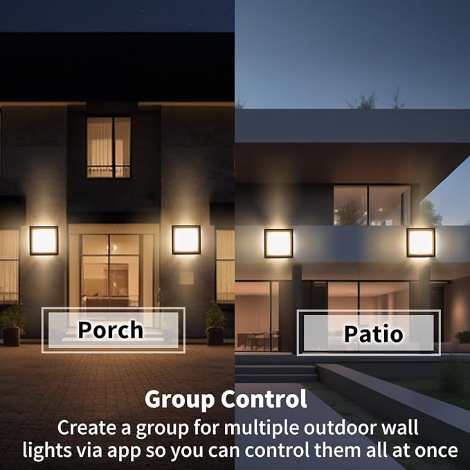 LANFU LED Smart Wall Sconce Light RGB Outside Light for House Patio,IP64 Waterproof Outdoor Wall Lights for House Patio Yards,Exterior Lights APP Control