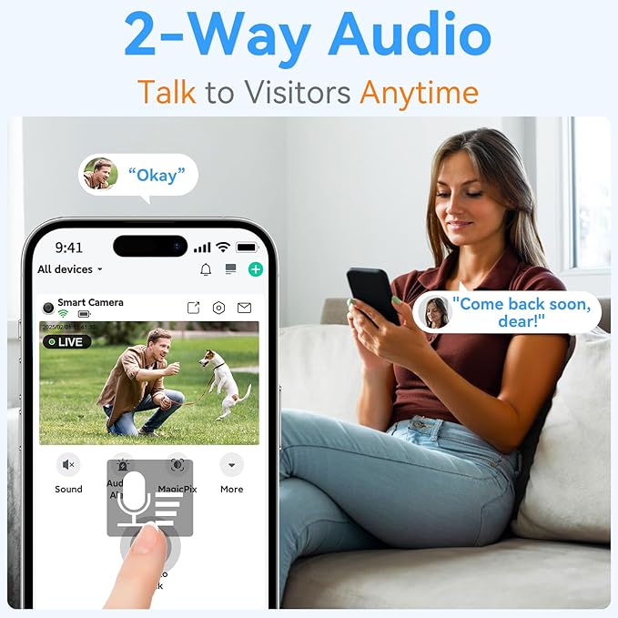 Magnetic Security Camera Wireless - 4Pack AI Motion Detection, 2K HD Video, Battery Powered, Ease of Setup, 2-Way Audio,IR Color Night Vision, Waterproof, Outdoor & Indoor Surveillance