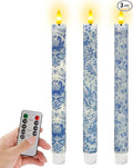 Flameless LED Taper Candles - 10 inch Realistic Flickering Wax Dripping Candles with Remote & Timer, Set of 4 for Fireplace Dining Table Wedding Halloween Christmas Decor