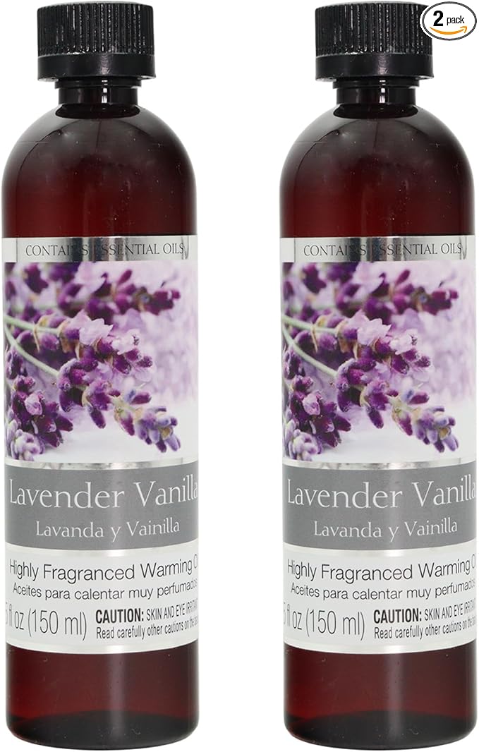 Hosley Set of 2 Lavender Vanilla Fragrance Warming Oils 5 Ounce Ideal Gift for Weddings Spa Reiki Meditation Bathroom Settings P1