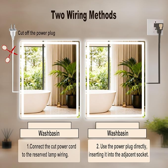 LTFUUAI 28"X36" LED Bathroom Mirror with Lights, Smart Touch 3-Color Dimming Lighted Vanity Mirror Wall Mounted, Anti-Fog Shatterproof with Front & Back Light, for Bathroom Vanity(Horizontal/Vertical)