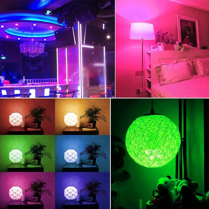 LED Light Bulb 85W Equivalent, RGB Color Changing Light Bulb, 6 Moods - Memory - Sync - Dimmable, A19 E26 Screw Base, Timing Remote Control Included (Pack of 2)