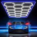 HYPERLITE Gen 2 Hexagon Garage Lights: 15 Grids with Border DIY Hexagon Led Lights, 6500K Ultra Bright, Easy Install Hex Light, Durable Design for Garage, Car Detailing, Workshops, Gym(Blue)