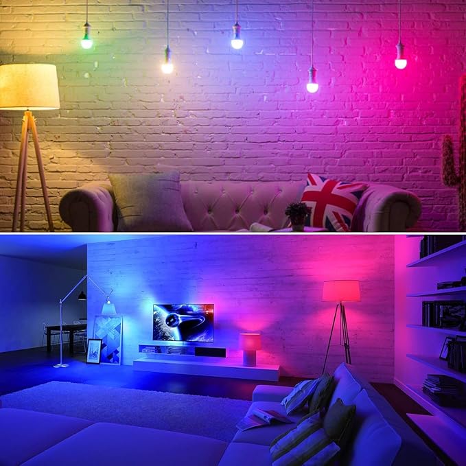 SUNNEST LED Light Bulbs, 4 Pack Dimmable E26 LED Light Bulb, 10W RGBW Color Changing Light Bulb with Remote Control, Decorative Lights, Mood Light Bulb, Great for Home Decor, Stage, Party and More