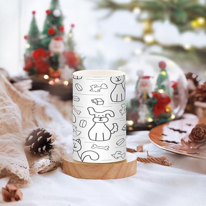 Dogs and Cats Flameless Candles Color Changing LED Candles with Remote Control Battery Candles for Outdoor and Indoor Home and Room Decoration, 3'' x 4''/5'' Set of 2 Pieces