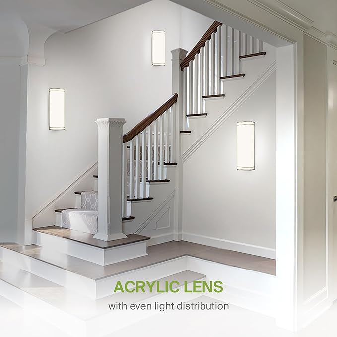 ASD LED Indoor Wall Mount Light Fixture - 18 Inch 25W Modern Interior Nickel Dimmable Wall Sconce Light - ETL 3000K 4000K 5000K Adjustable - Hallway, Bedroom LED Wall Lights, 2 Pack