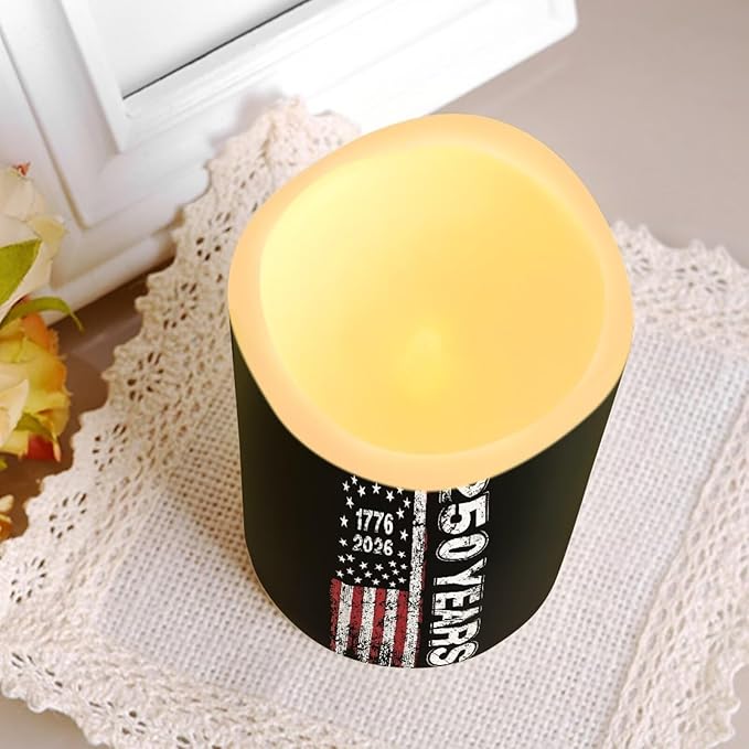 American Flag Battery Operated LED Candles 1776-2026 250th Anniversary Flameless Flickering Remote Independence Day Patriotic Candle Celebratory Decor for Fireplace Porch, 4 Pack