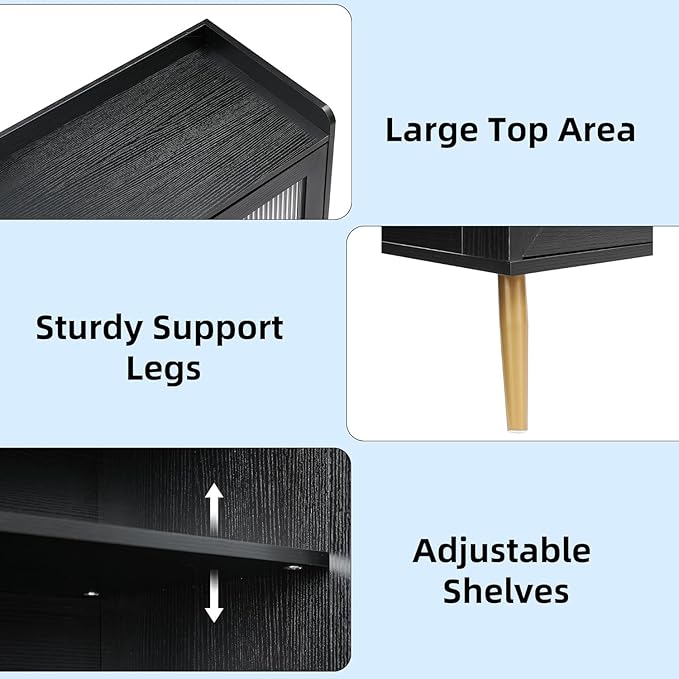 GarveeLife 5-Tier Shoe Cabinet with Glass Front Doors, Durable Storage Organizer Featuring Reinforced Support Legs, Modern Shoe Rack for Entryway or Front Door, Black Finish