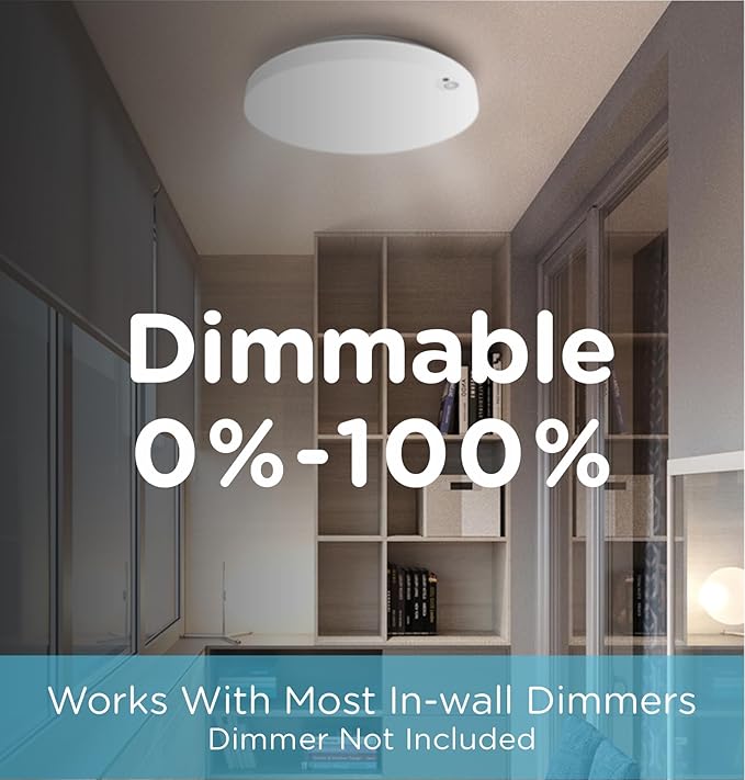 Flush Mount Ceiling Light Hardwired 9 Inch 18W Dimmable 5 CCT 2700/3000/3500/4000/5000K, 3 Brightness Adjustable Ultra Thin Closet LED Lights for Stairs, Hallway, Laundry, Porch, White